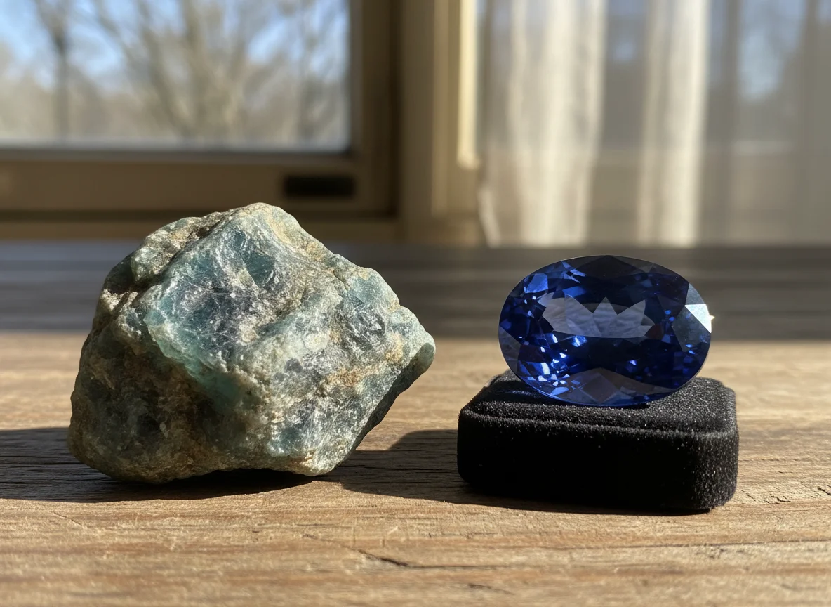 So sánh đá thô và đá đã mài cạnh