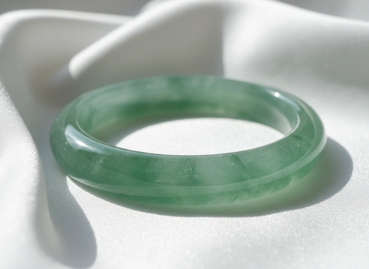 Vòng tay ngọc Jadeite trơn xanh lý cao cấp