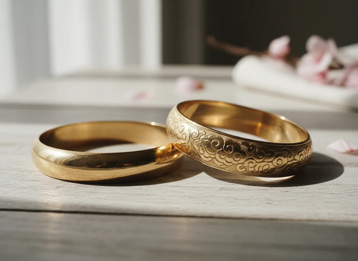 So sánh vòng ngọc bản trơn và vòng chạm khắc