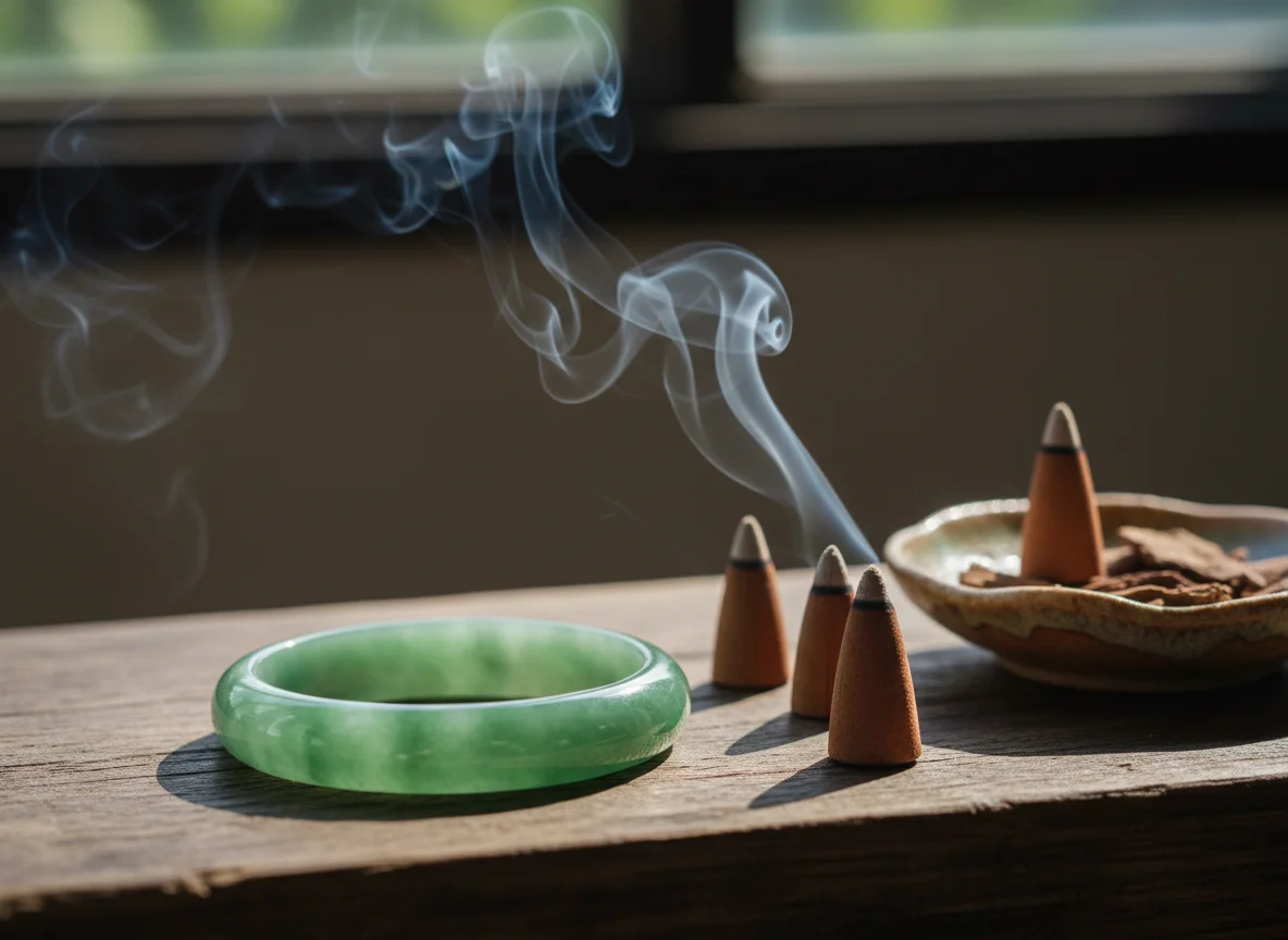 Thanh tẩy năng lượng cho vòng ngọc bằng trầm hương