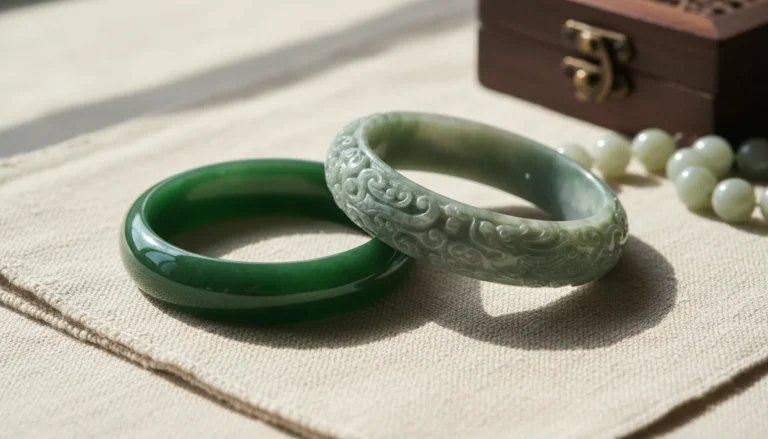 So sánh vòng tay ngọc trơn và vòng tay ngọc chạm khắc tinh xảo